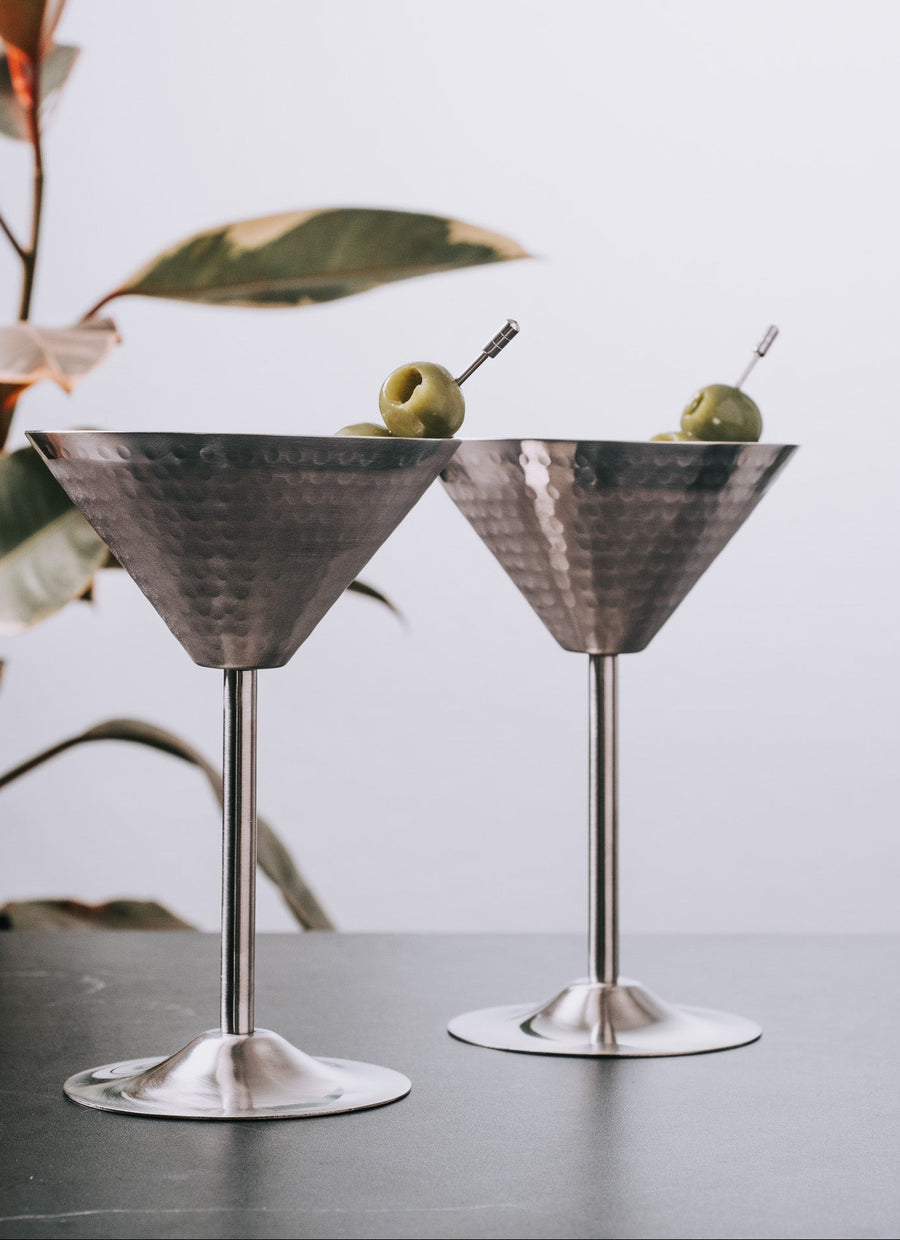 Hammered Stainless Steel Martinis | Set of 2